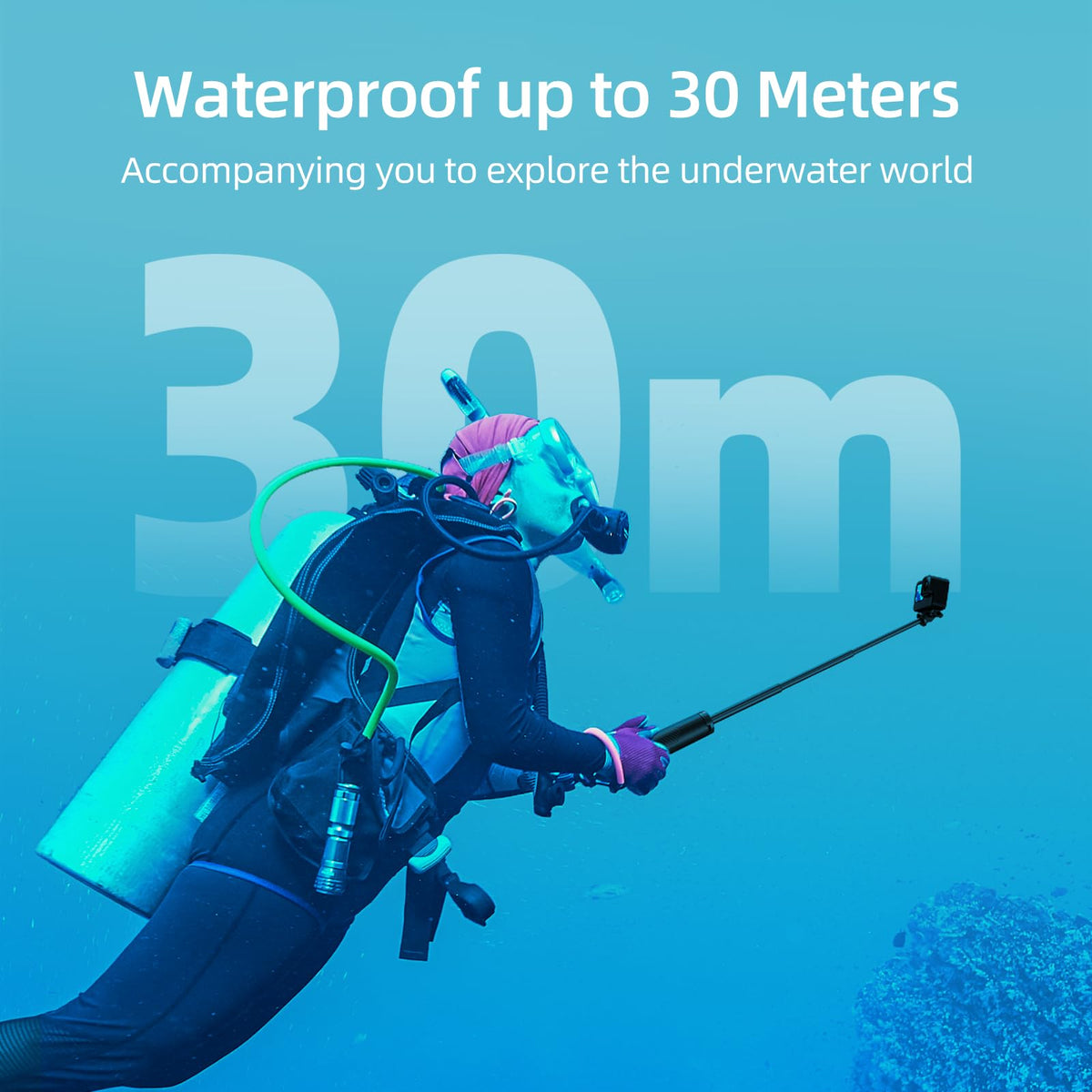 Telesin Floating Hand Grip Tripod Waterproof Extendable Selfie Stick