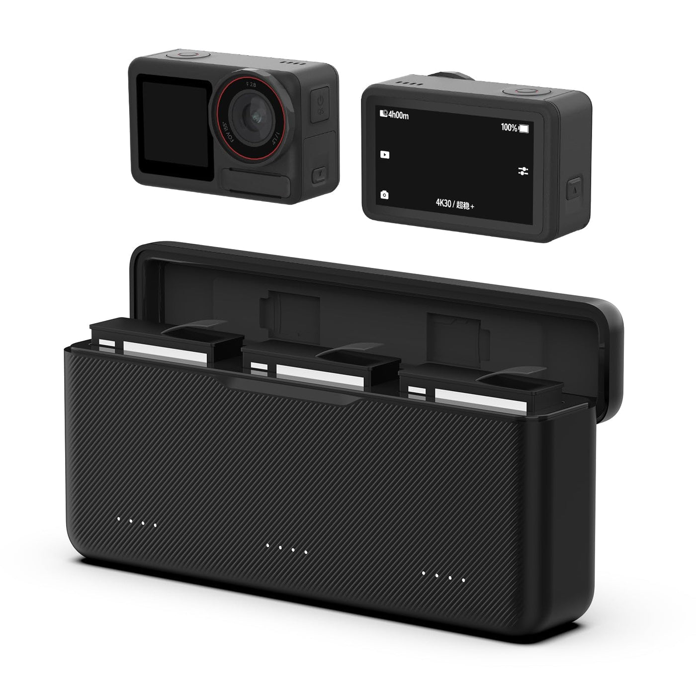 TELESIN Triple Slot Battery Charger for DJI Osmo Action 5 Pro | PD 30W Fast Charging Case with Type-C Cable Fully Compatible with DJI Osmo Action 5 Pro Extreme Battery
