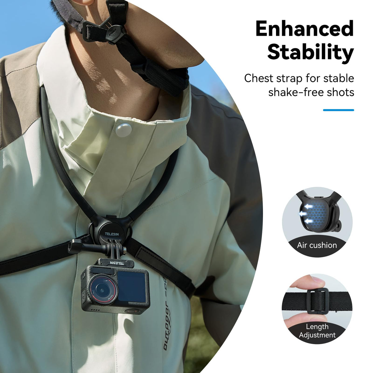 Telesin Neck Mount SE2.0 with Air Cushion Chest Strap Mount for Action Camera