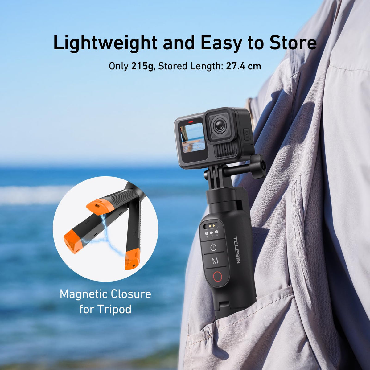 Telesin 3-in-1 Bluetooth Remote Control Floating Tripod for GoPro HERO13/12/11/10/9/Max