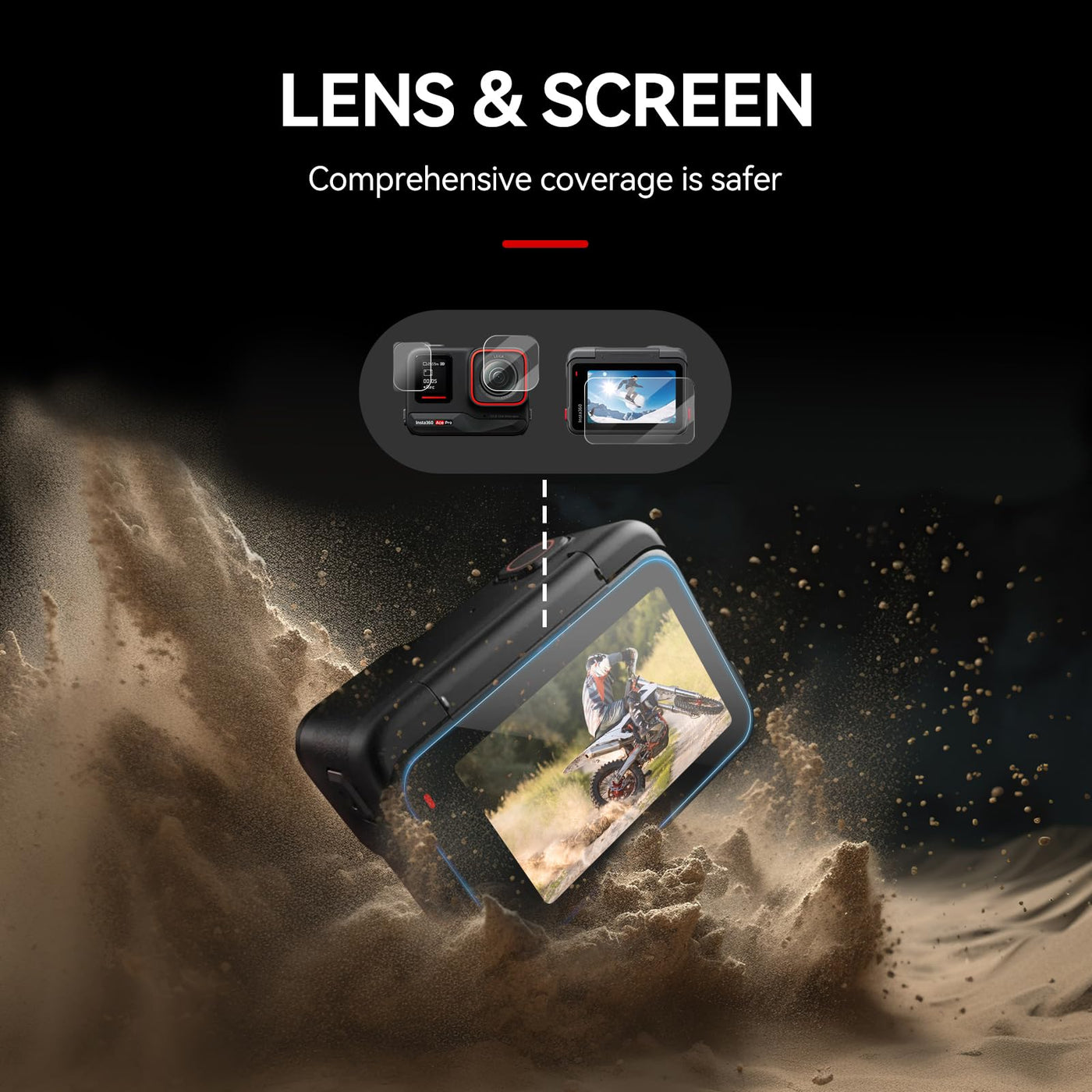 TELESIN Screen Protector for Insta360 Ace Pro | HD Ultra Clear Tempered Glass Screen Protector, Laminated Film Lens Protector Compatible with Insta360 Ace Pro