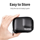 TELESIN Small Carry Case for GoPro HERO12 11 10 9 Black | Protective Case with Half Open Zipper Supports Connecting with Selfie Stick and Tripod
