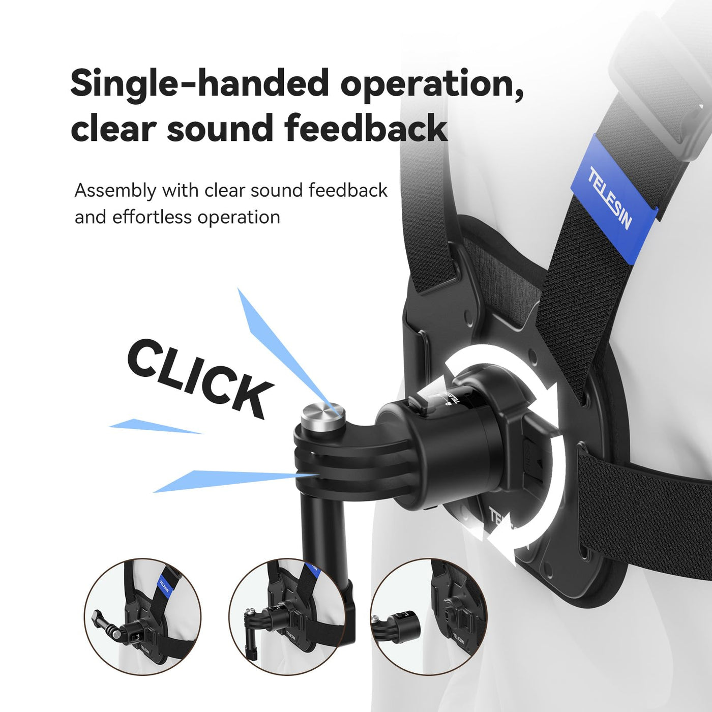 TELESIN S2 Upgraded Quick Release Chest Mount Compatible with GoPro Insta360 DJI Osmo | Action Camera Chest Strap Harness