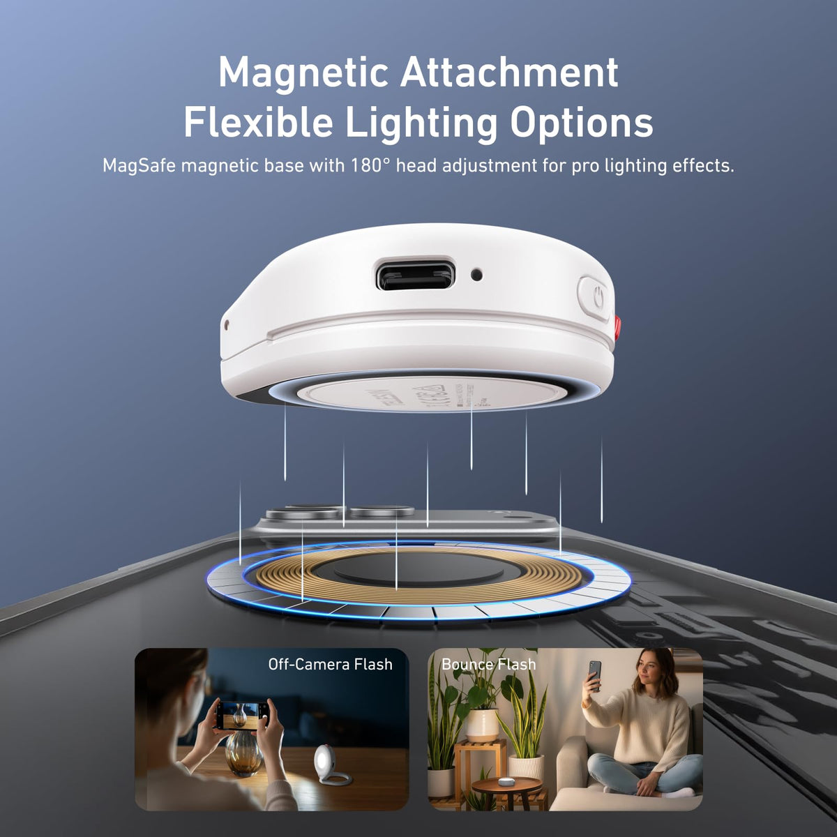 Telesin Magnetic MagSafe LED Mini Flashlight for Phone (White)