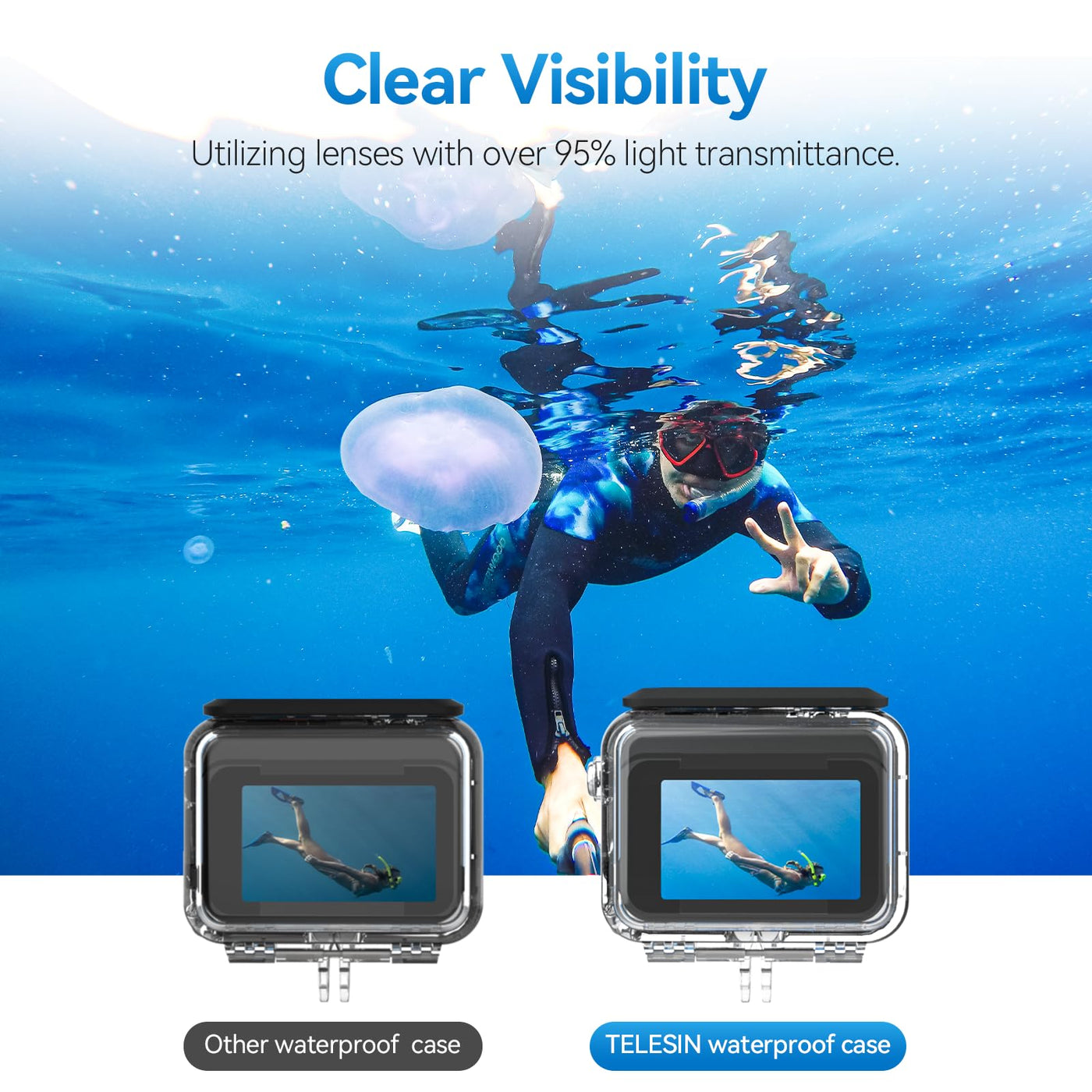 TELESIN Waterproof Case for Insta360 Ace Pro | Underwater Dive Case Housing Shell for Ace Pro Deep Scuba Diving Snorkeling 45 Meter Depth