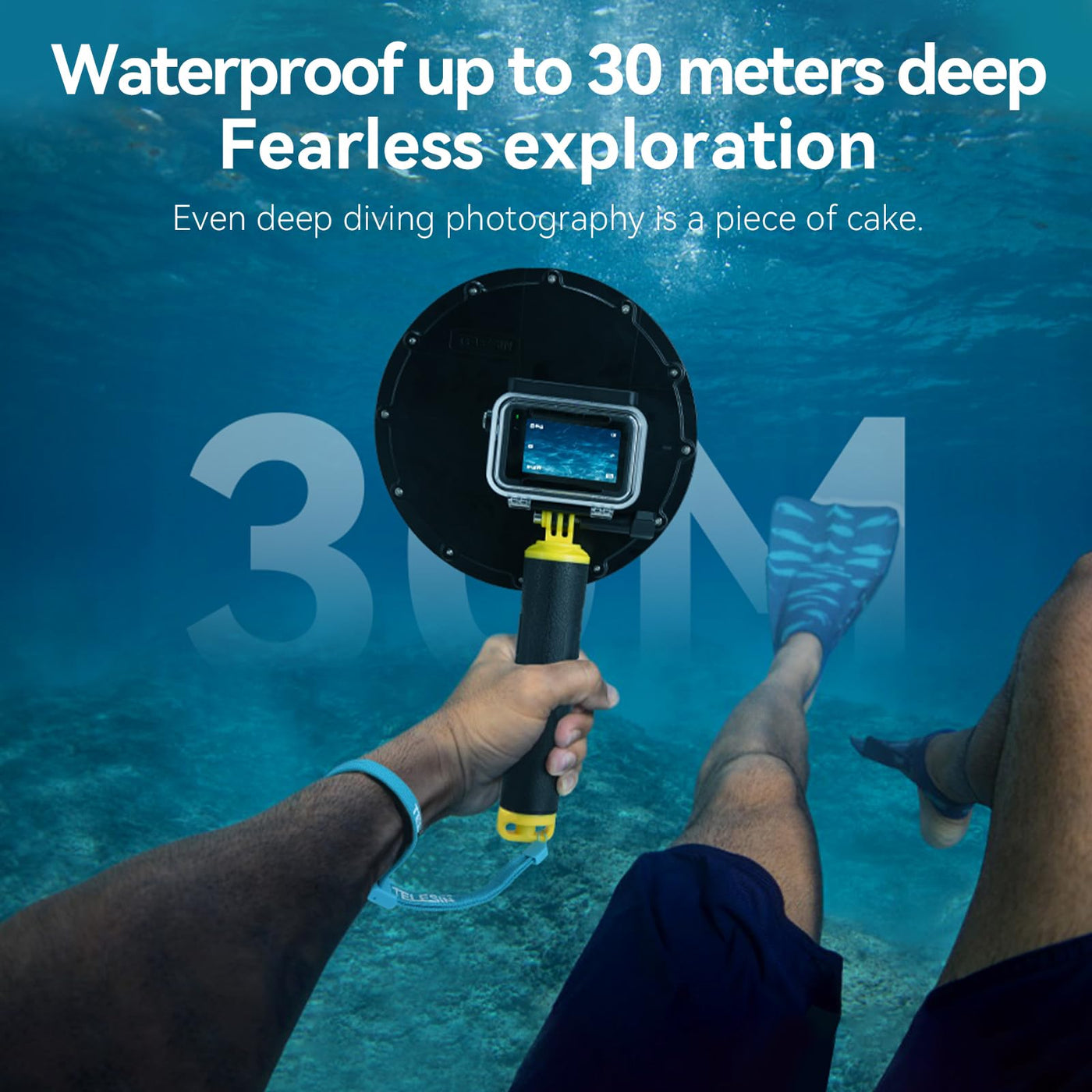 TELESIN Waterproof Dome Port for DJI Osmo Action 3 4 Camera | Underwater Housing Case with Floating Handle Grip Diving Snorkeling Accessories