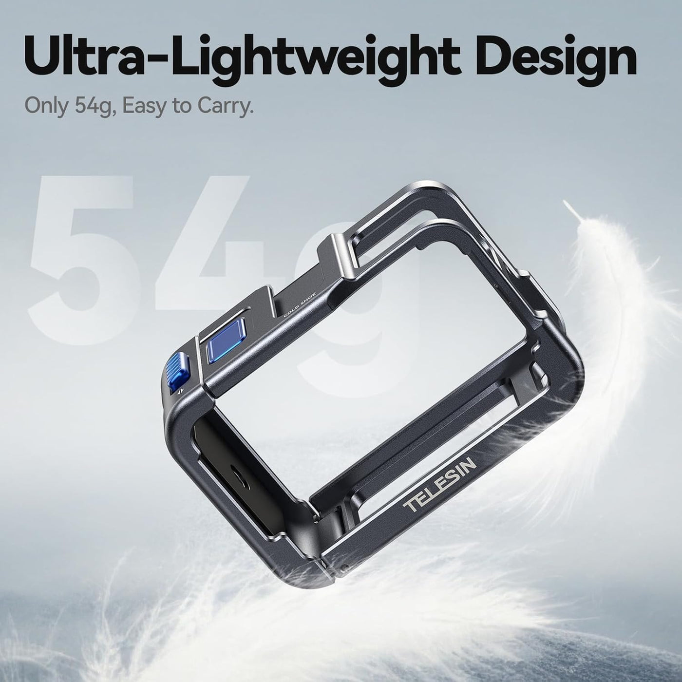 TELESIN Aluminum Metal Cage for DJI Action 5 Pro Action 4 Action 3 | Lightweight Protective Frame Housing with ND/CPL Lens Filter Compatibility and 1/4 Cold Shoe