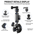 TELESIN S2 Quick Release Clamp Bike Mount Motorcycle Handlebar Holder | Roll Bar Tube Clip Mounting Accessories Compatible with GoPro Insta360 DJI Action Osmo Pocket Action Camera