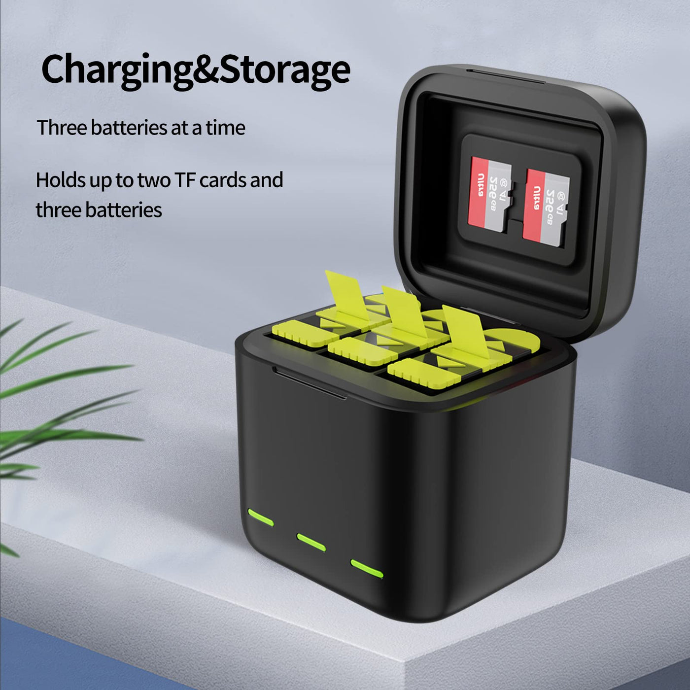 TELESIN 3 Slots Storage Charger Box For GoPro HERO12 HERO11 HERO10 HERO9 Black Action Camera