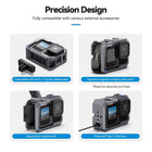 TELESIN Metal Cage Ultra for GoPro HERO 13/12/11/10/9 | Upgrade Magnesium-Aluminum Alloy Protective Frame Case with Side Charging Protection Cold Shoe