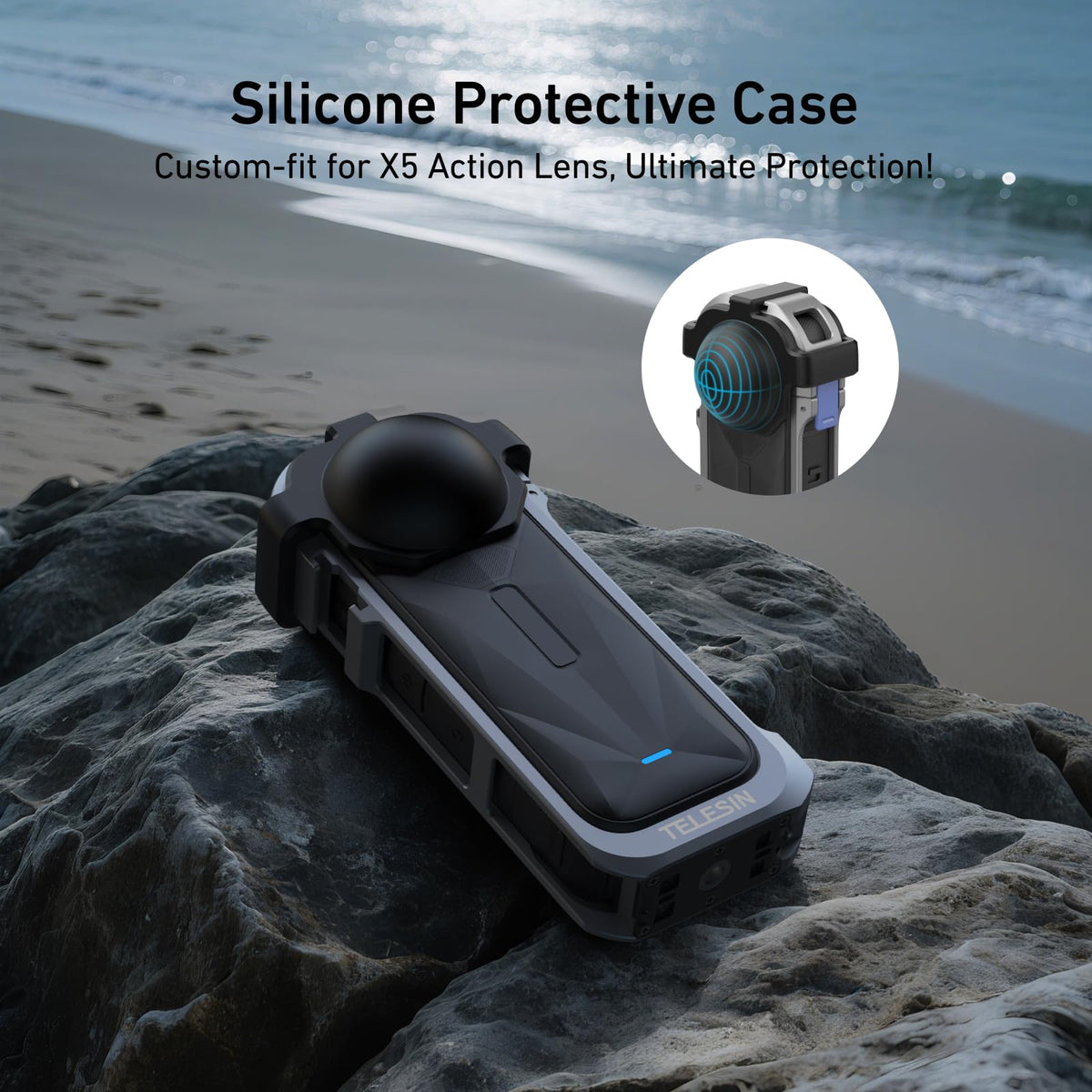 Telesin Aluminum Metal Full Cage Frame Case for Insta360 X5