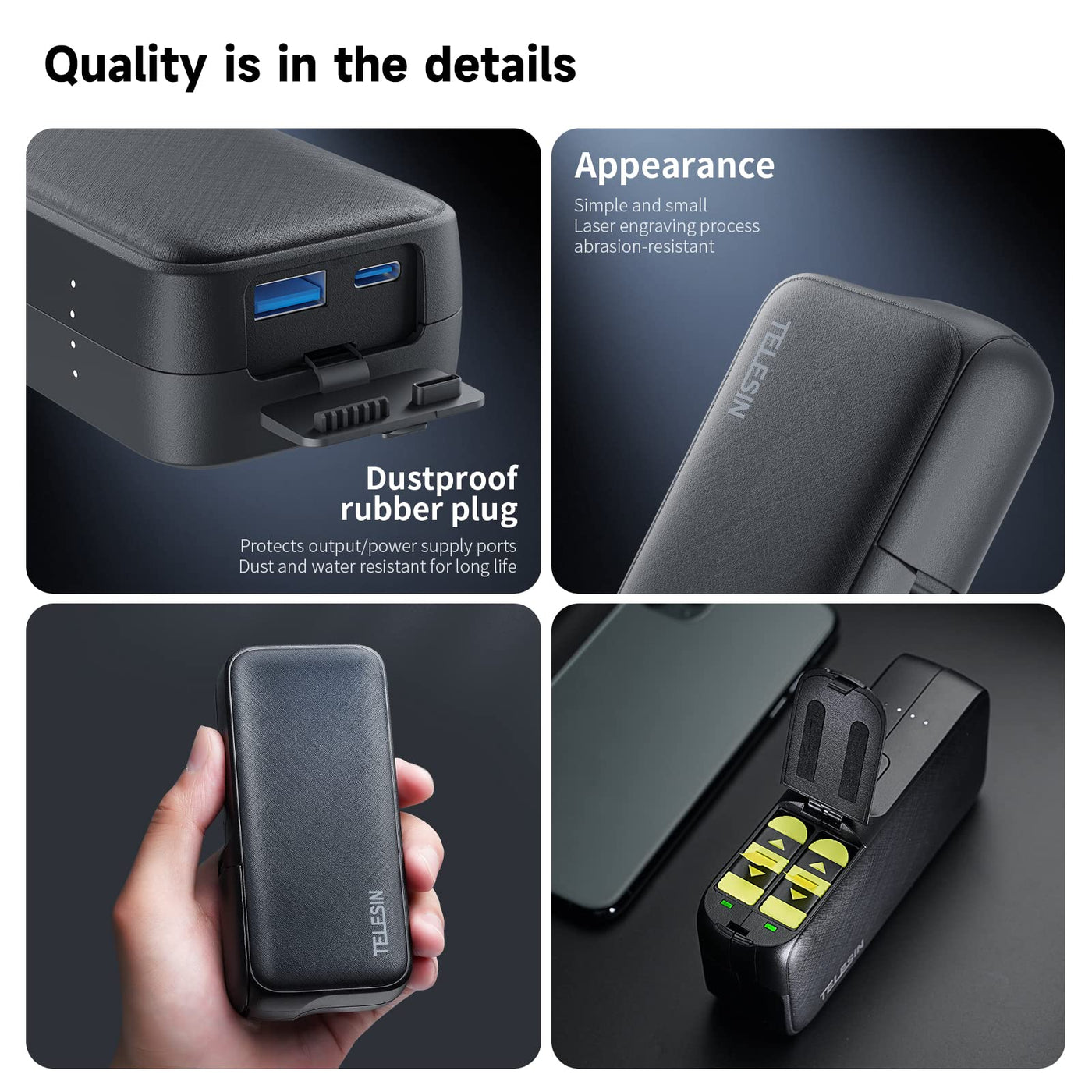 TELESIN Storage Box Charging Power Bank GoPro HERO11 10 9 8 7 6 5