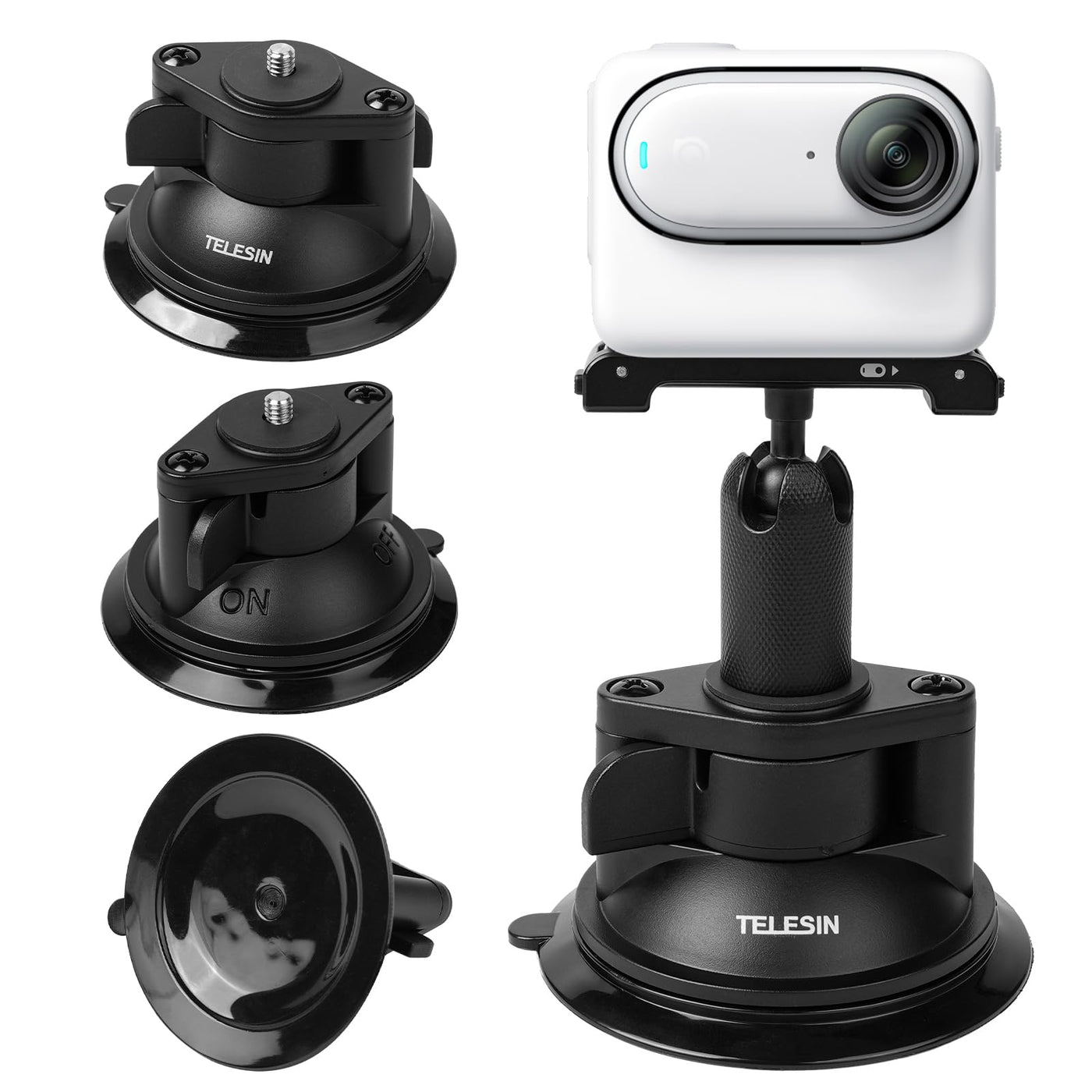 TELESIN Suction Cup with Magnetic Mount Kit for Insta360 GO3 | Car Motorcycle Holder Window Windshield Dashboard Attachment for Insta 360 GO 3 Accessory