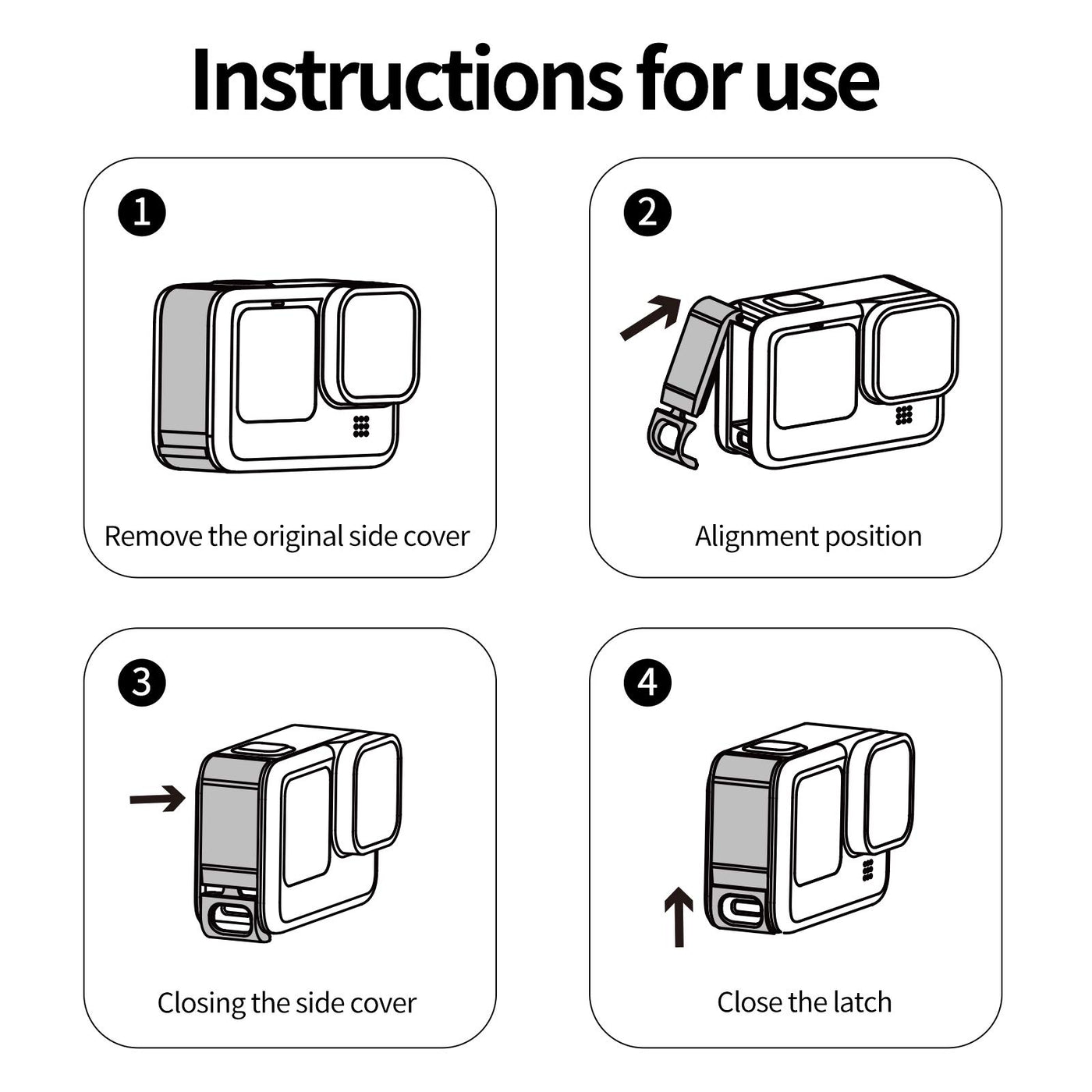 TELESIN Removable Metal Battery Door Compatible with GoPro Hero 9 Black Side Cover Replacement