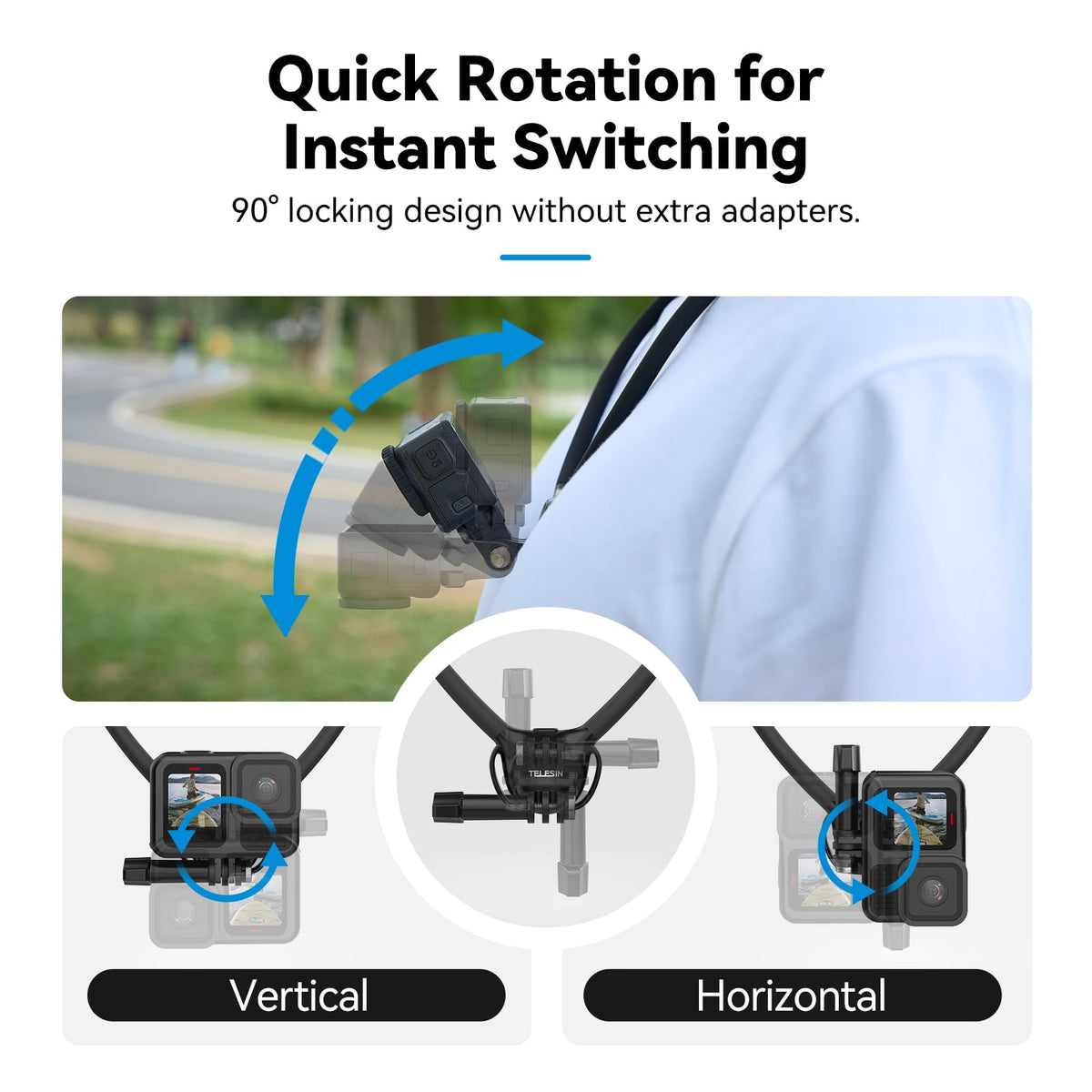 Telesin Neck Mount SE2.0 with Air Cushion Chest Strap Mount for Action Camera