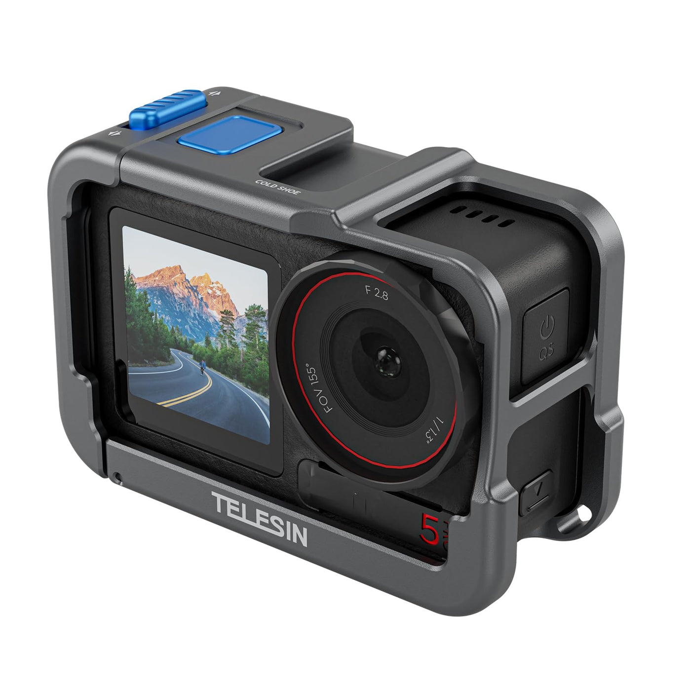 TELESIN Aluminum Metal Cage for DJI Action 5 Pro Action 4 Action 3 | Lightweight Protective Frame Housing with ND/CPL Lens Filter Compatibility and 1/4 Cold Shoe