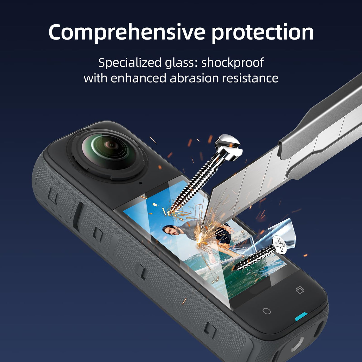 TELESIN Tempered Glass Screen Protector for Insta360 X4 | Anti-Fingerprint Screen Protection HD Film