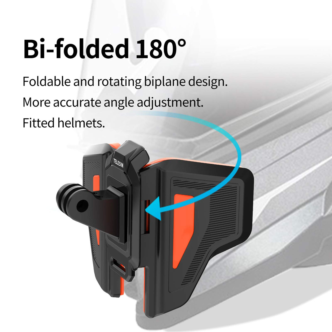 TELESIN Motorcycle Mount Helmet Chin Strap Clip, Dirtbike Bicycle Head Mounts Clamp Holder Attachment for GoPro Max Hero 12 11 10 9 8 7 6 5, Insta360 X2 X3 GO 2 Go 3, AKASO, DJI Action 3 4 Accessories