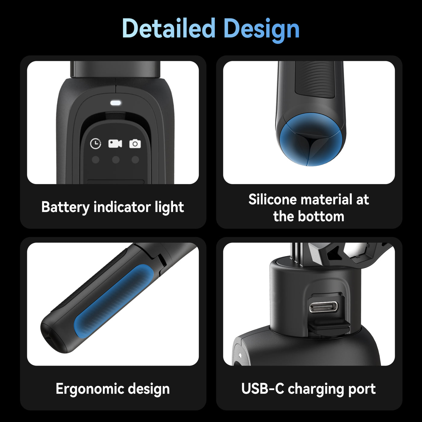 TELESIN Shorty Power Grip Rechargeable Selfie Stick with Remote Control for GoPro HERO13/12/11/10/9/MAX | 5000mAh Battery Tripod Stand Extension