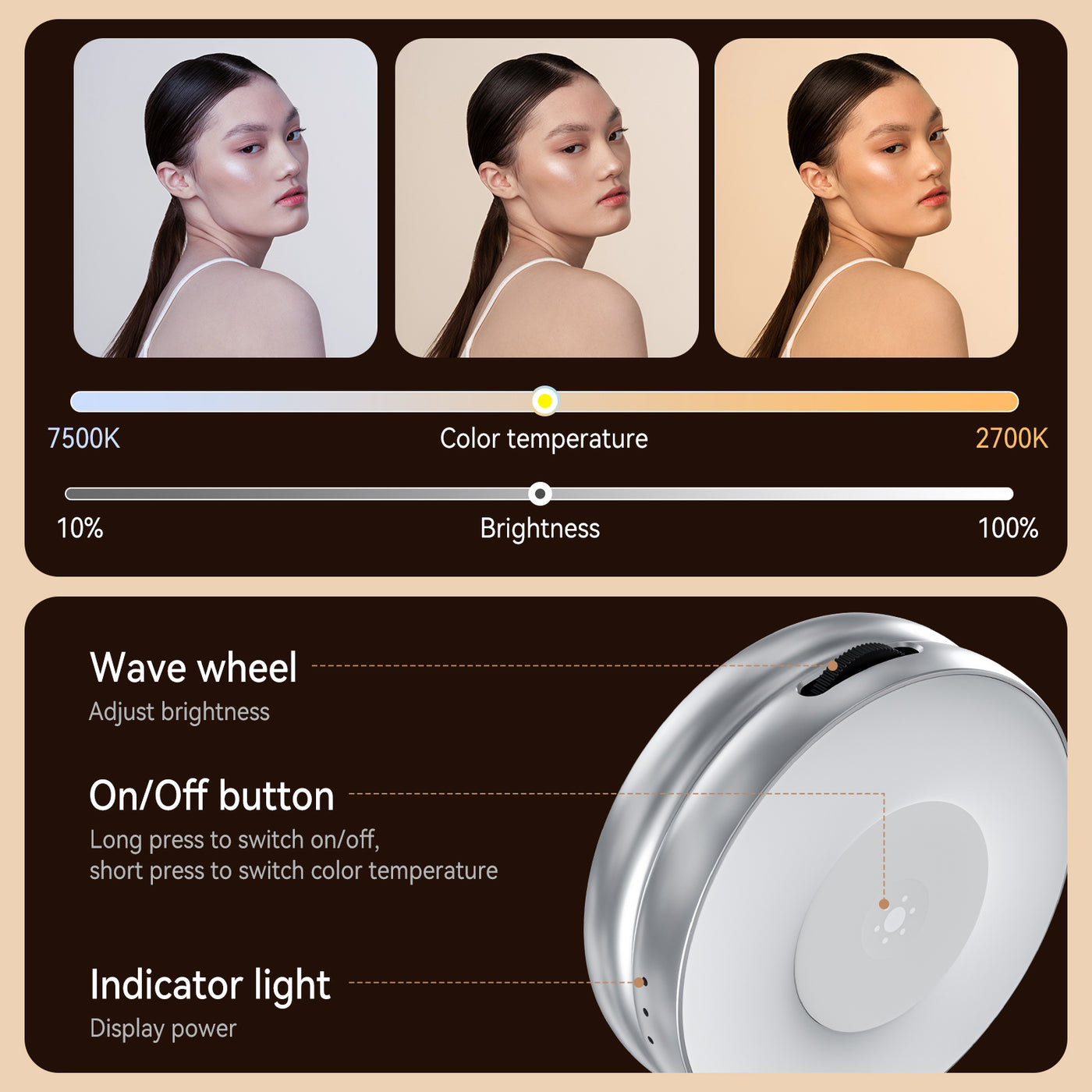 TELESIN Magnetic Selfie Ring Light Compatible with iPhone Magsafe | LED Phone Selfie Fill Light with Mirror and Sticky Ring