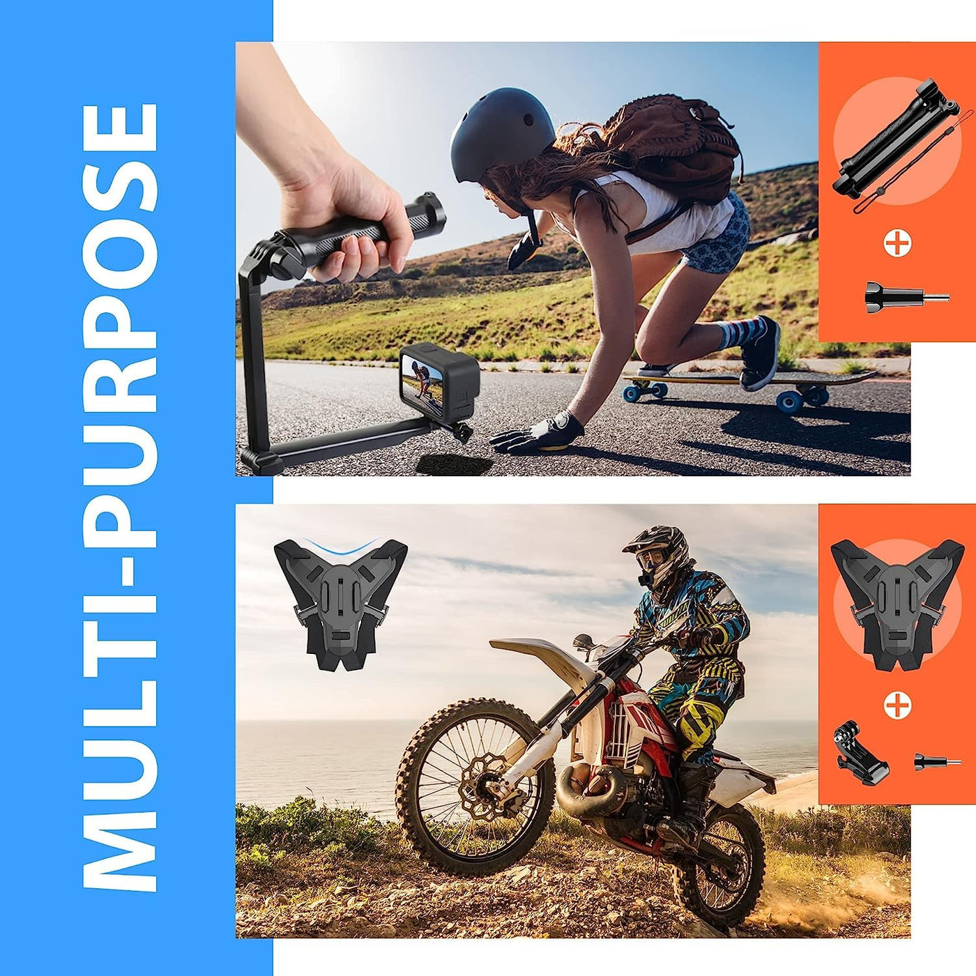 iGeek 65pcs Action Camera Accesories Kit | All in One Bundle Accesories Pack for GoPro Insta360 DJI Osmo Sports Cameras