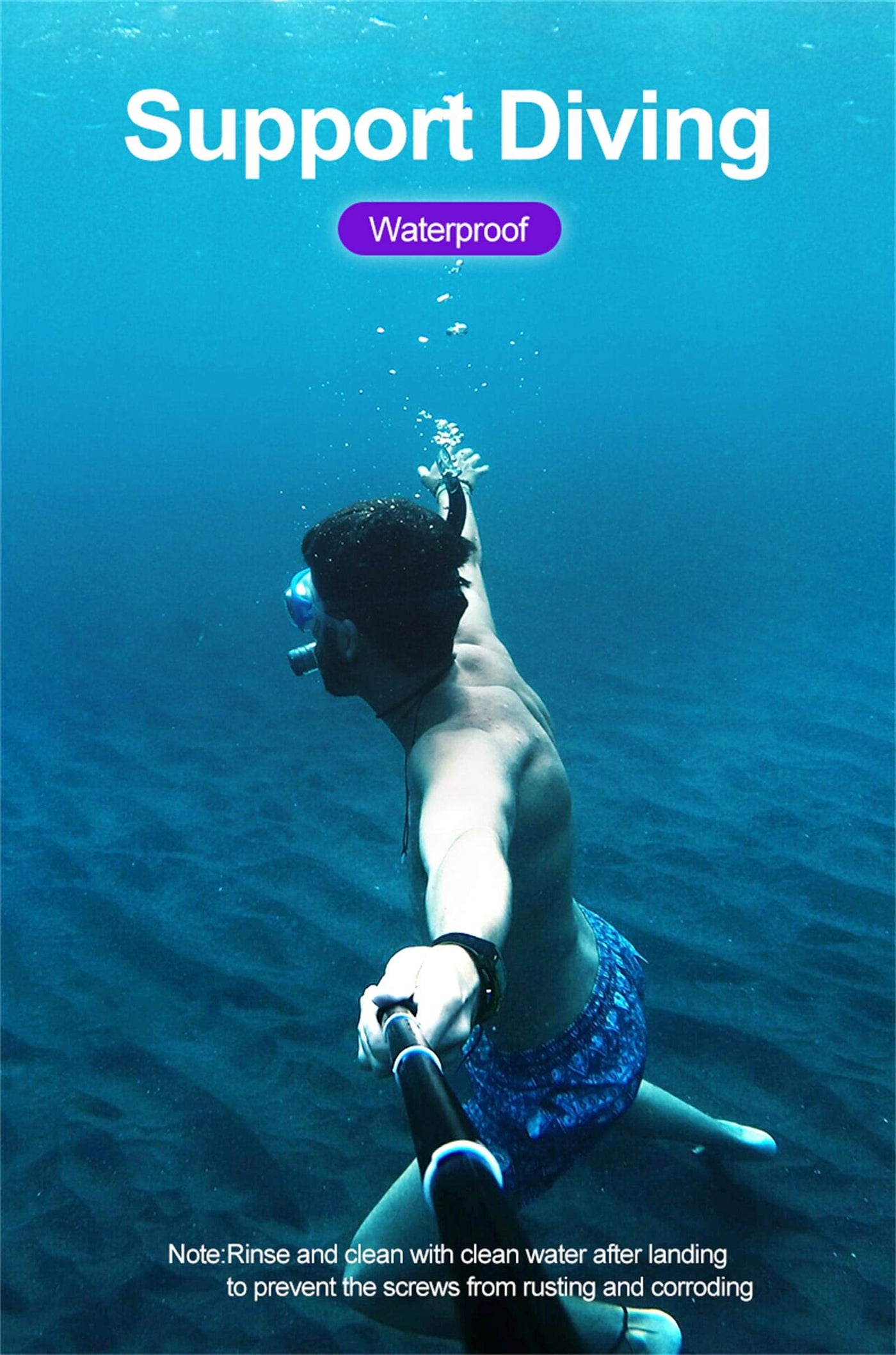 TELESIN Selfie Stick Monopod for GoPro, Selfie Pole with Tripod Mount Phone Holder Clip for GoPro Hero 11 10 9 8 7 6 5+, Insta360 One R RS, DJI Action 2 3 OSMO Action Camera