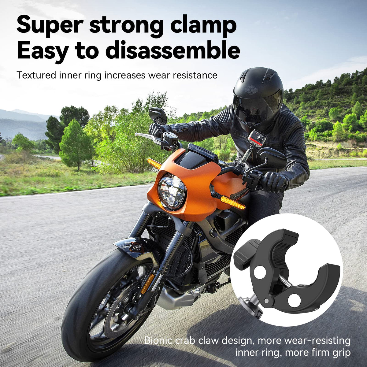 Telesin Claw Clamp Mount with Dua Ball Head