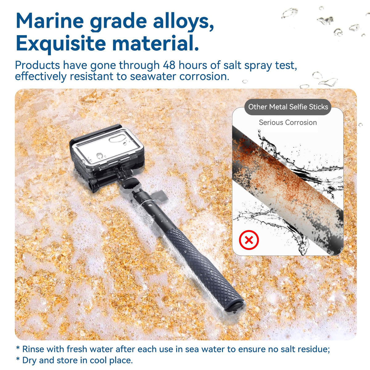 Telesin 65cm Waterproof Snorkeling Selfie Stick for Action Camera