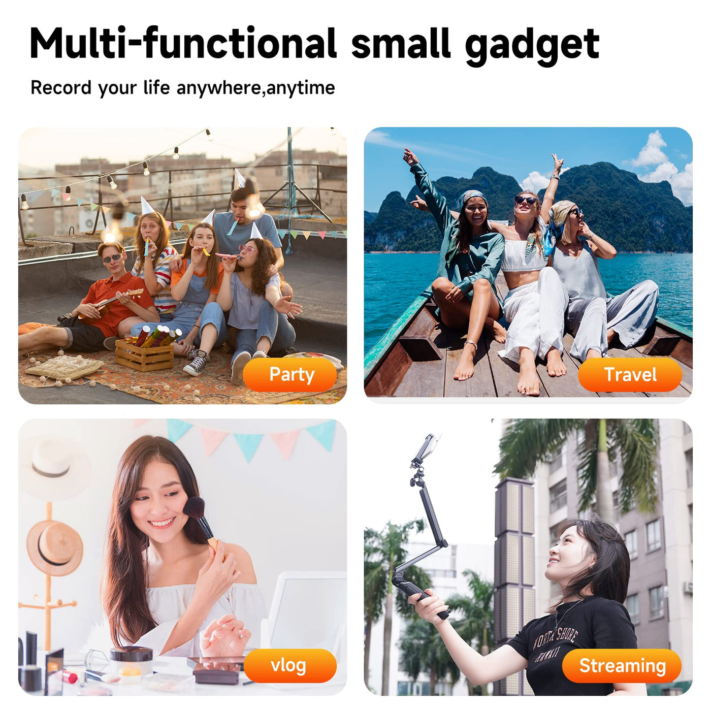 TELESIN 3-Way Foldable Tripod With 360 Degree Rotary Ball Head Mount Compatible with GoPro All Series, Insta360 One R RS, DJI Action 2 3, OSMO Action Camera