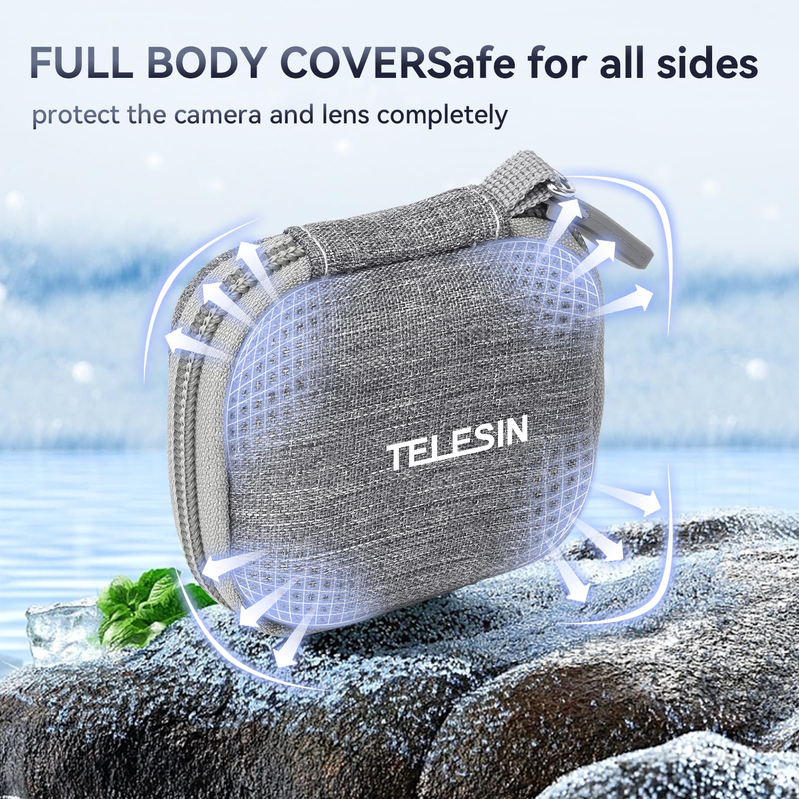TELESIN Small Carry Case for Insta360 GO3 GO2, GoPro, DJI Osmo Action | Protective Case | Portable Storage Bag