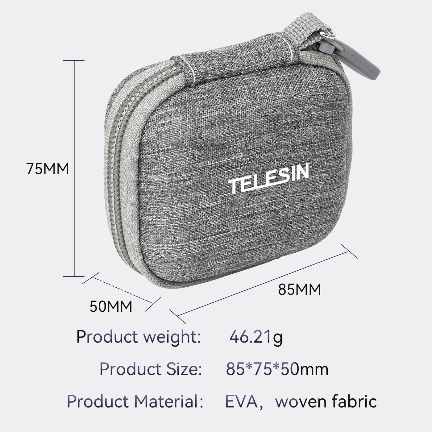 TELESIN Small Carry Case for Insta360 GO3 GO2, GoPro, DJI Osmo Action | Protective Case | Portable Storage Bag