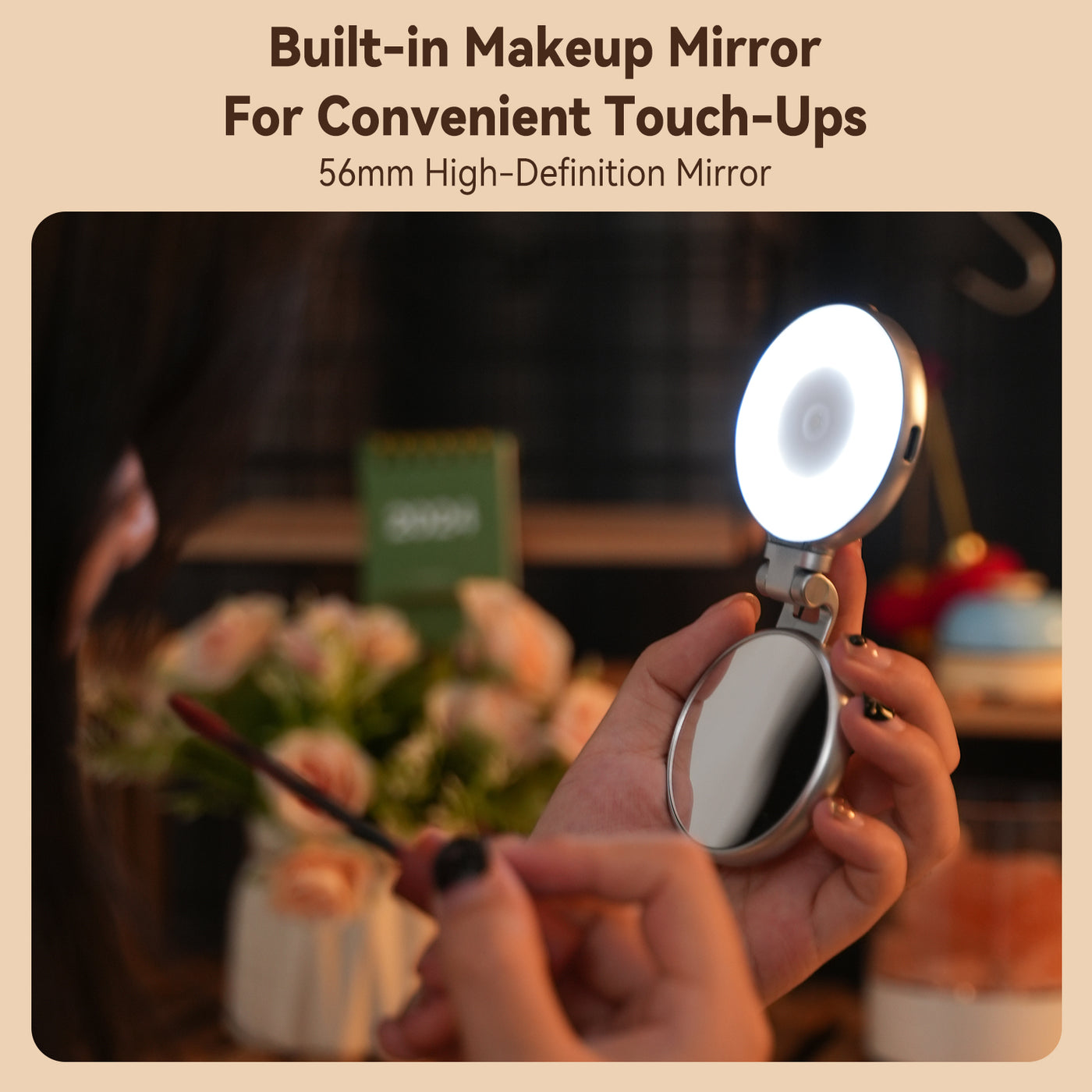 TELESIN Magnetic Selfie Ring Light Compatible with iPhone Magsafe | LED Phone Selfie Fill Light with Mirror and Sticky Ring