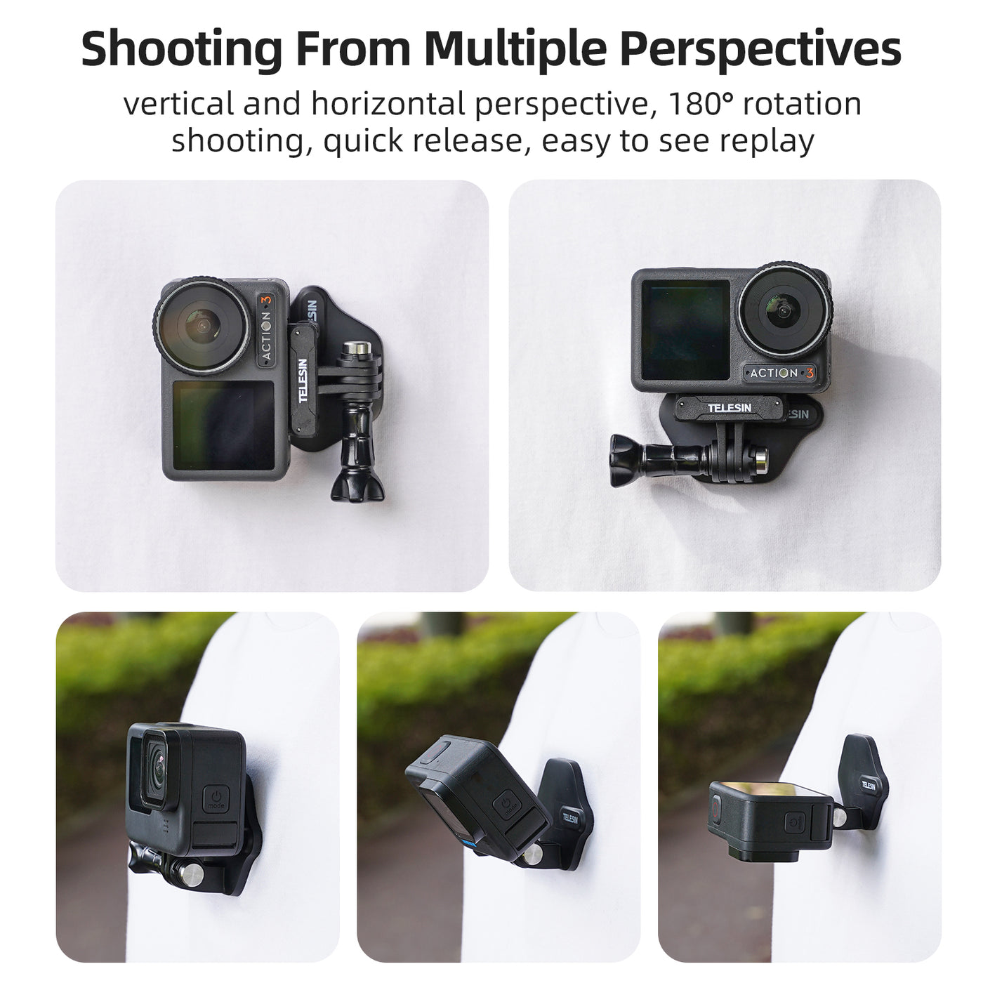 TELESIN Magnetic Action Camera Mount, Chest Neck Snap Mount Halter Set Compatible with GoPro, Insta360, DJI Osmo Action