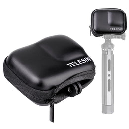 TELESIN Small Carry Case for GoPro HERO12 11 10 9 Black | Protective Case with Half Open Zipper Supports Connecting with Selfie Stick and Tripod