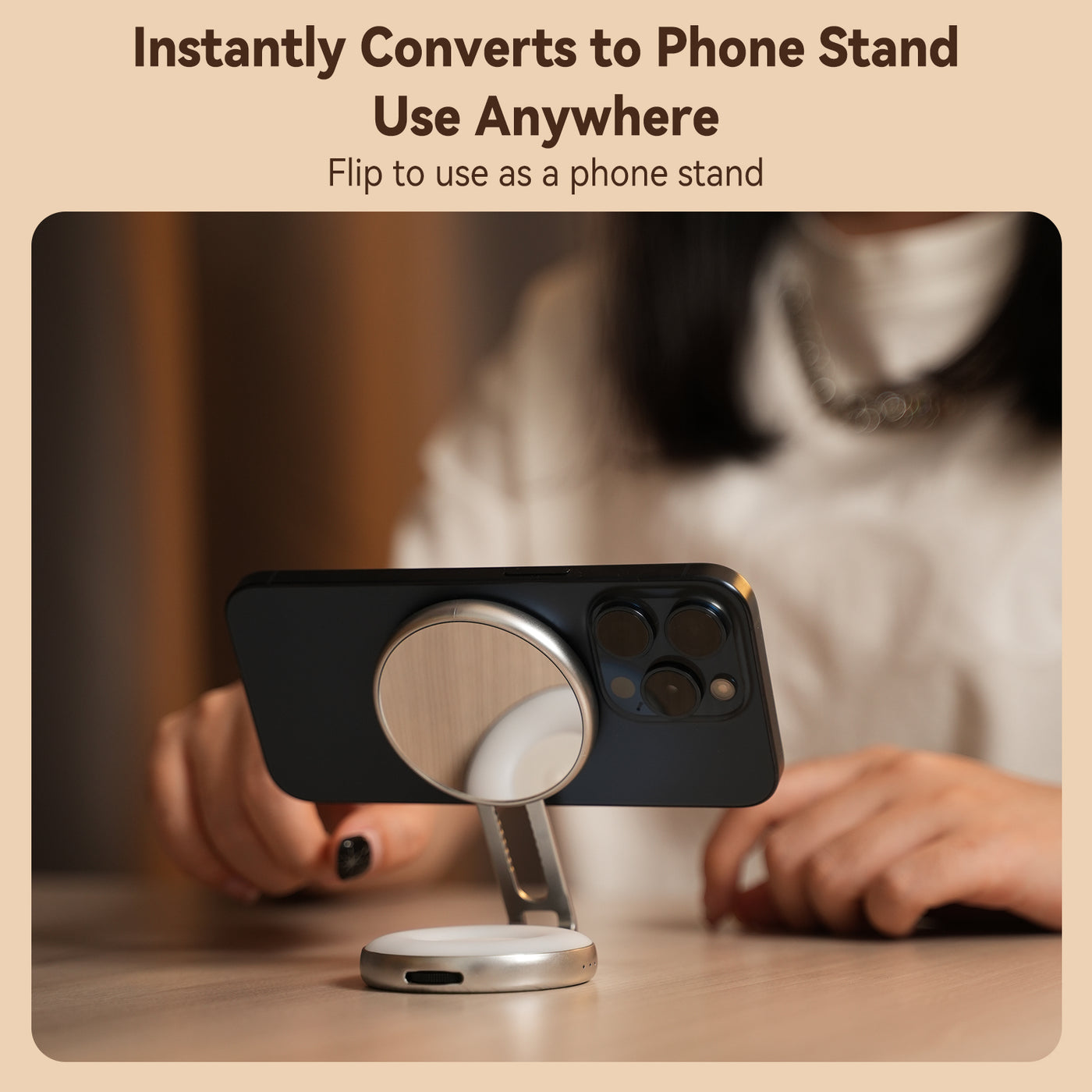 TELESIN Magnetic Selfie Ring Light Compatible with iPhone Magsafe | LED Phone Selfie Fill Light with Mirror and Sticky Ring